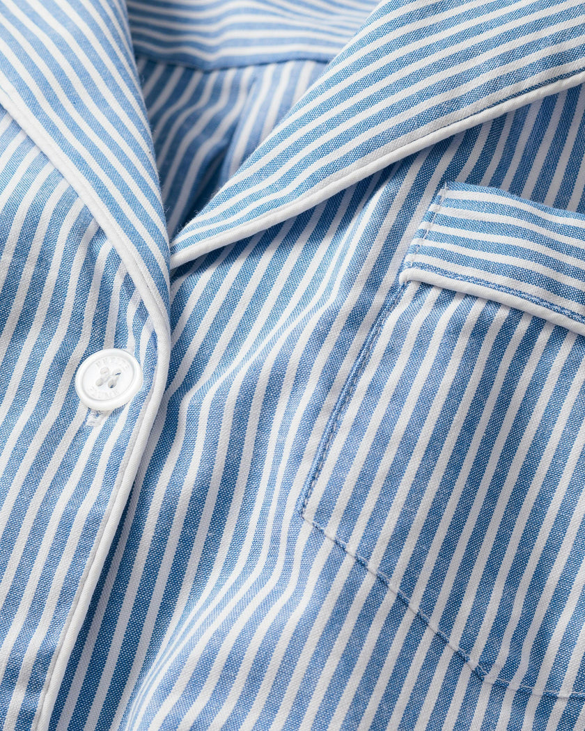 Women's Twill Pajama Set in French Blue Stripes