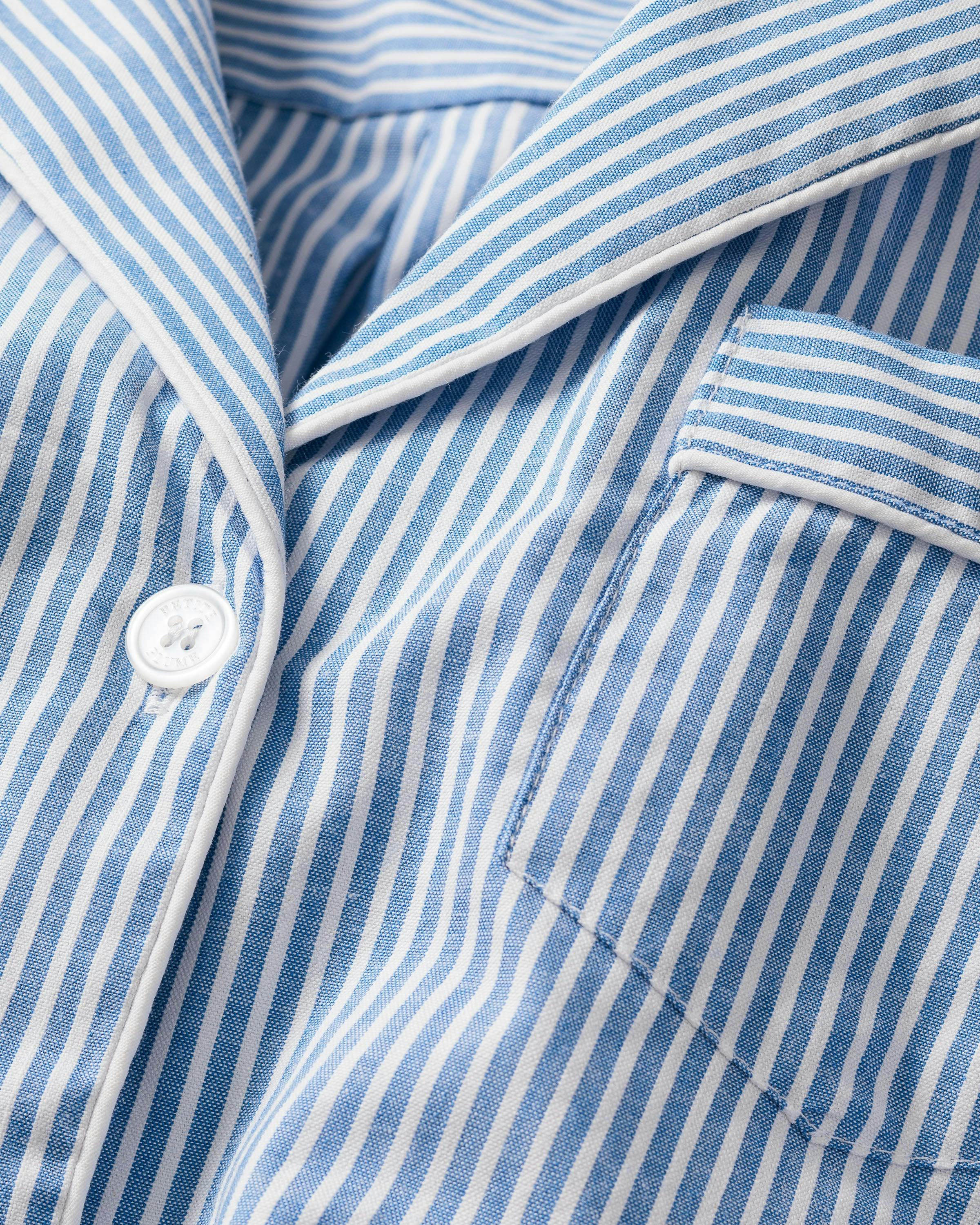 Women's Twill Pajama Set in French Blue Stripes