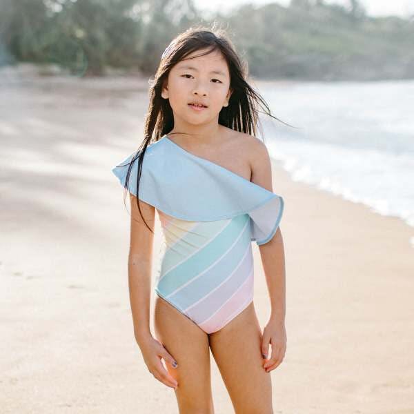 West Coast Rainbow One Shoulder Ruffle