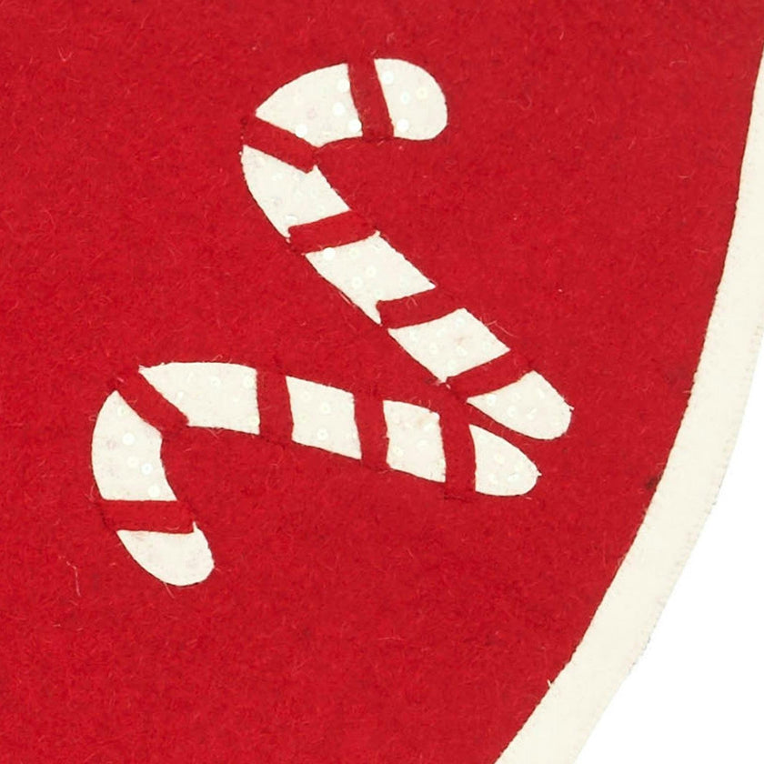 Handmade Candy Canes Red Felt Christmas Tree Skirt Felt 60" Arcadia Home