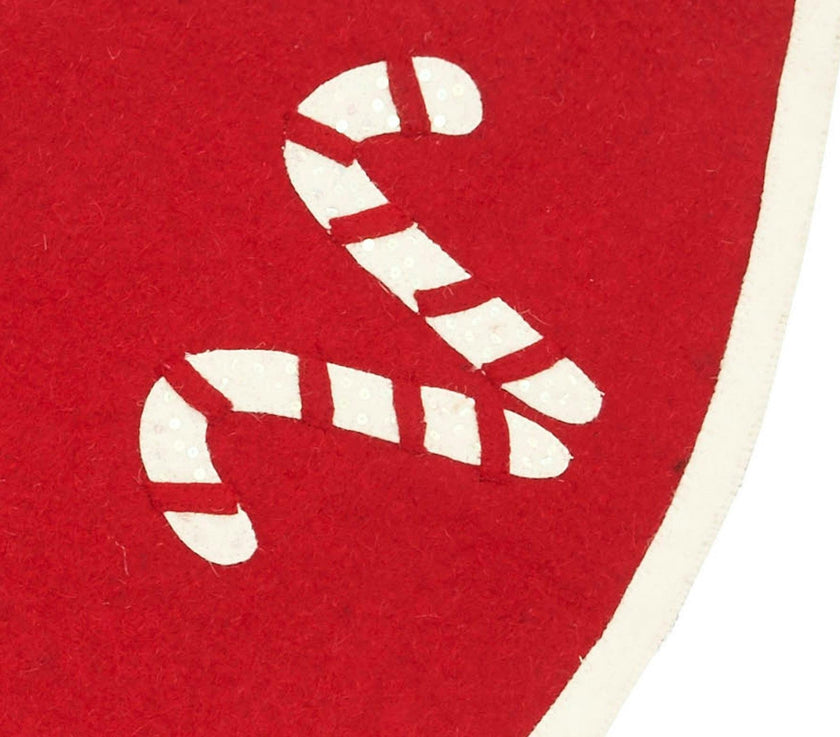 Handmade Candy Canes Red Felt Christmas Tree Skirt Felt 60"