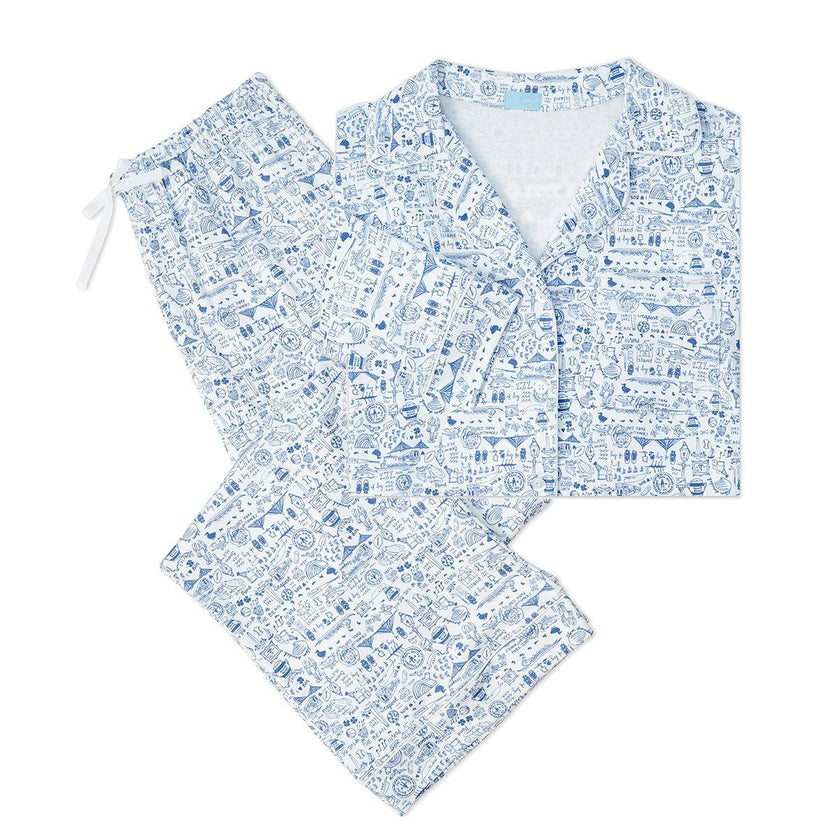 Boston Women's Button Front Long Pajama Set