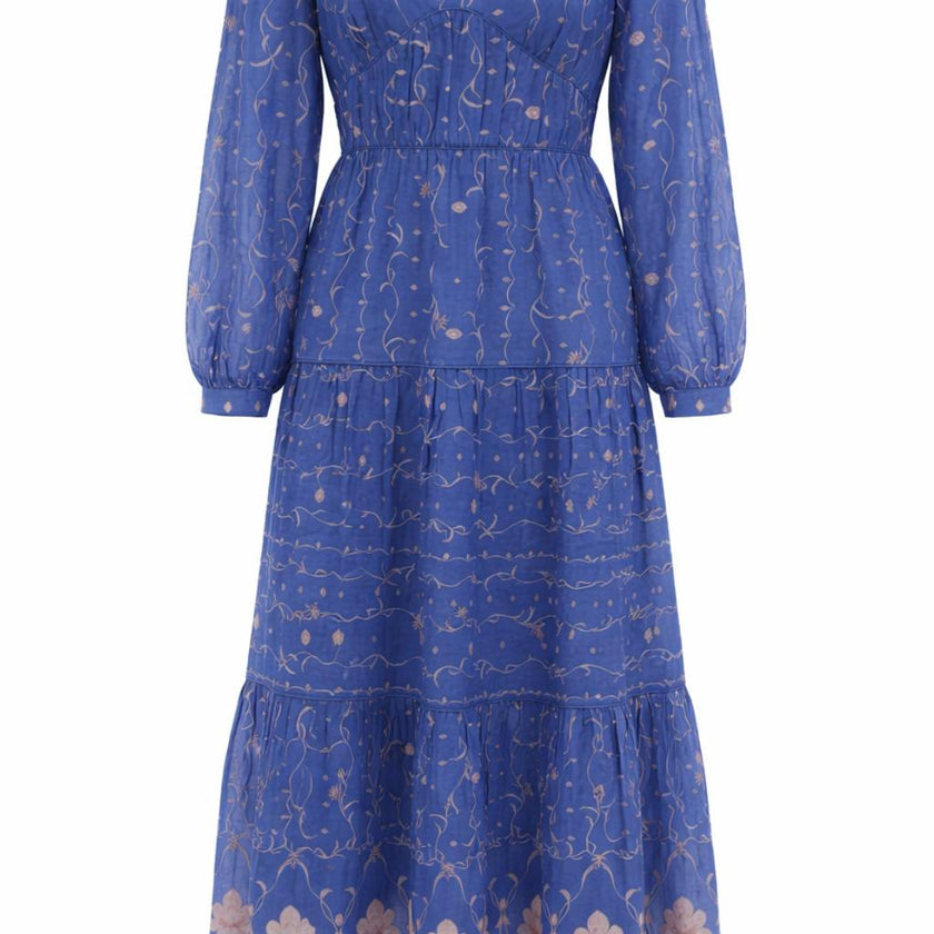 Tate Sea Petal Blue Floral Midi Dress