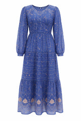 Tate Sea Petal Blue Floral Midi Dress