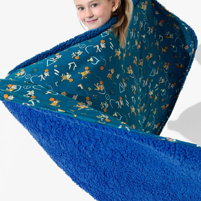 Basketball Pups Bamboo Sherpa Blanket
