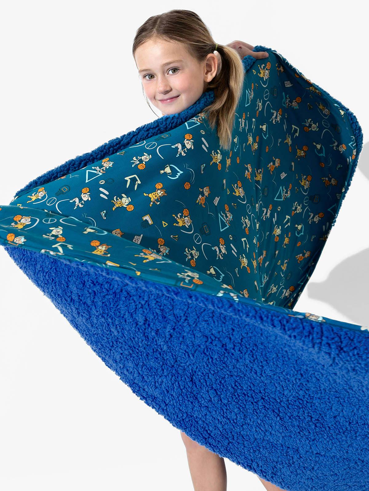 Basketball Pups Bamboo Sherpa Blanket