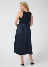 Sleeveless Mix Media Maternity Midi Dress