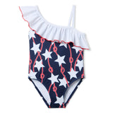 Star Ruffle Shoulder Swimsuit, multicolor