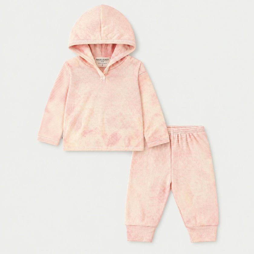 Stripe Marble Rib Hoodie + Legging Set