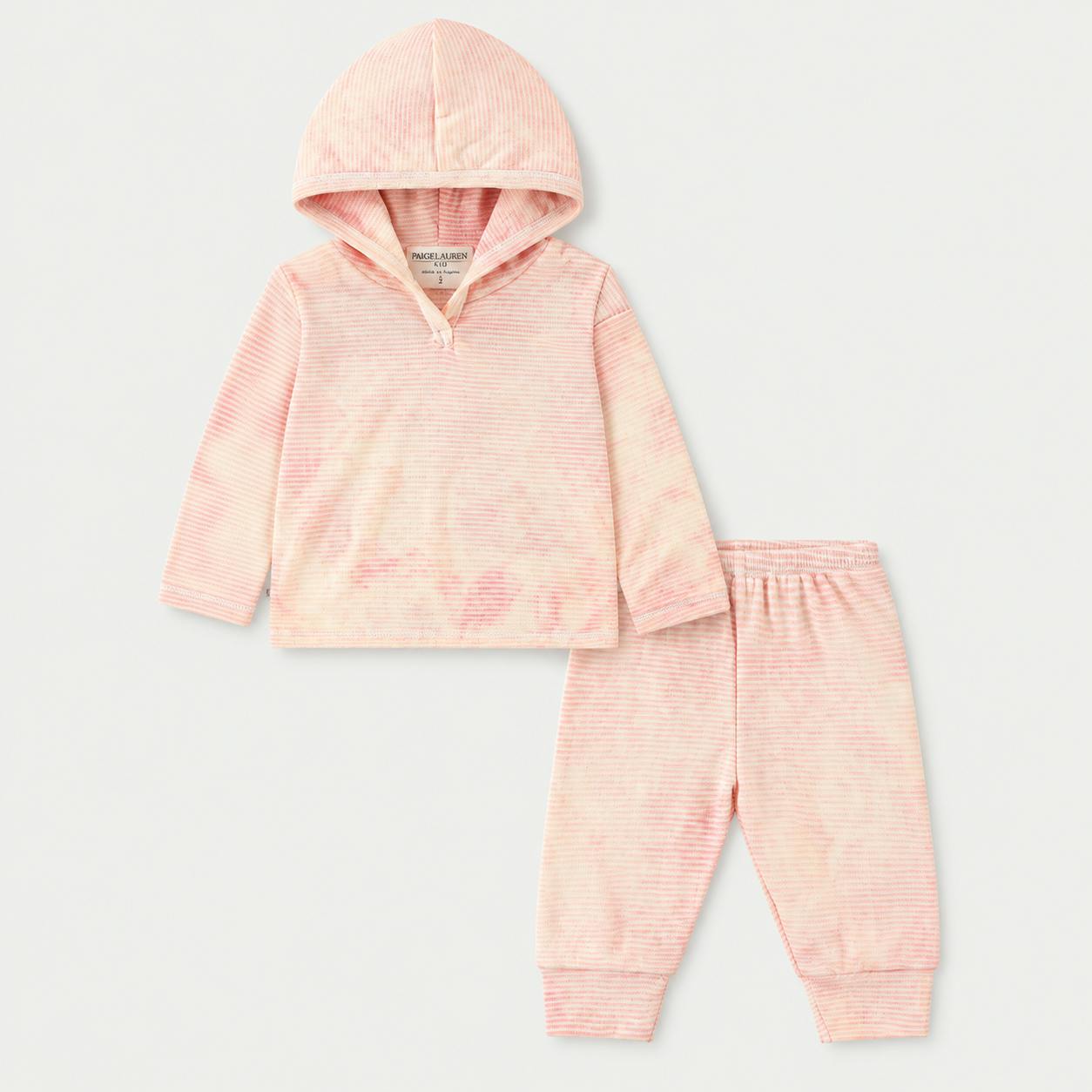 Stripe Marble Rib Hoodie + Legging Set