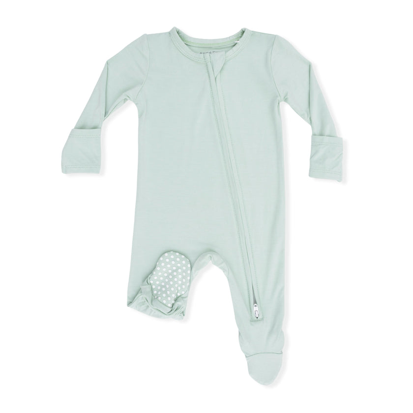 Solid Cameo Green - 2 Way Zipper Footie