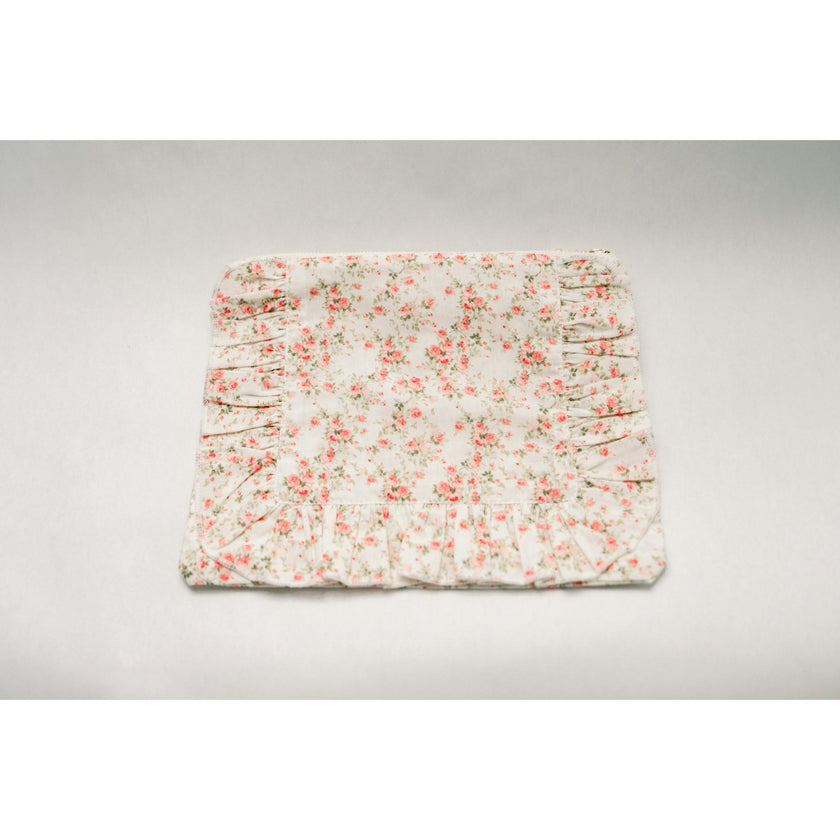 Briar Rose Timeless Floral Ruffle Zipper Pouch