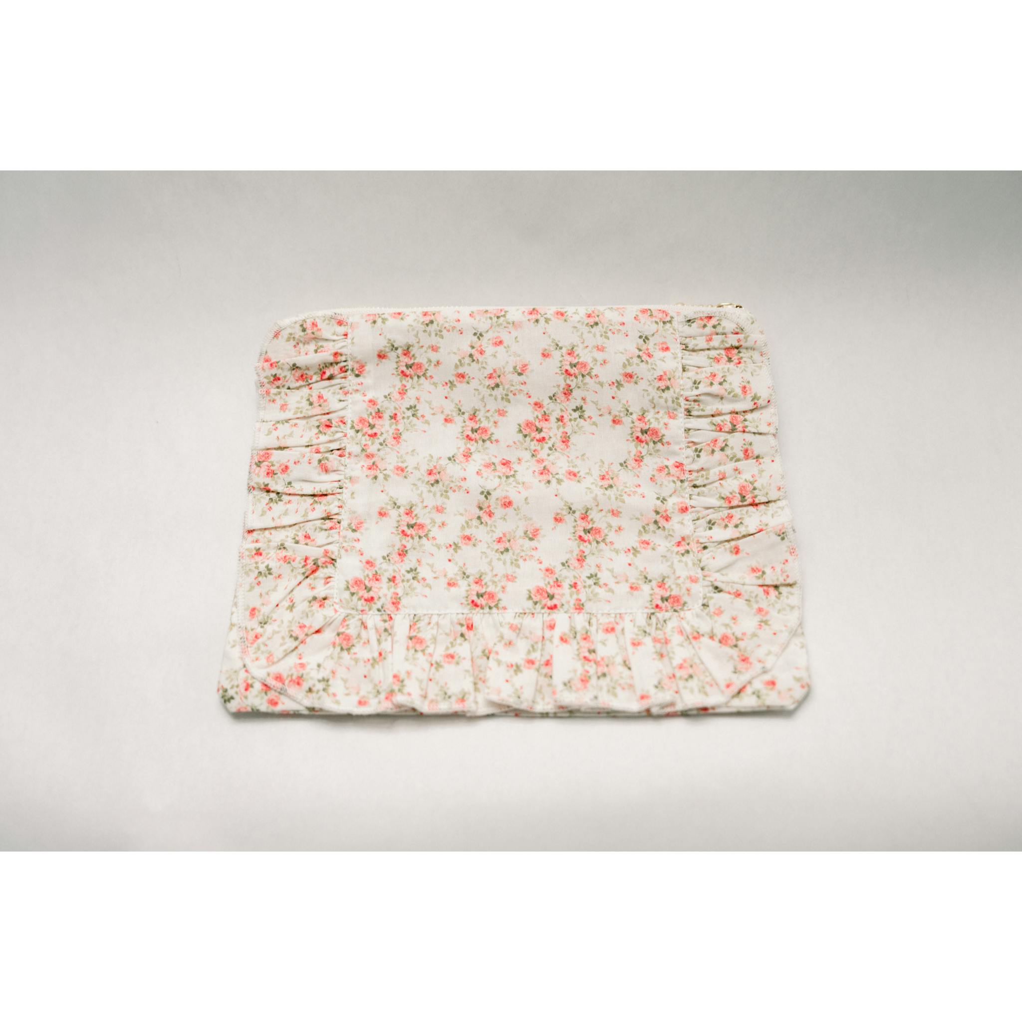 Briar Rose Timeless Floral Ruffle Zipper Pouch