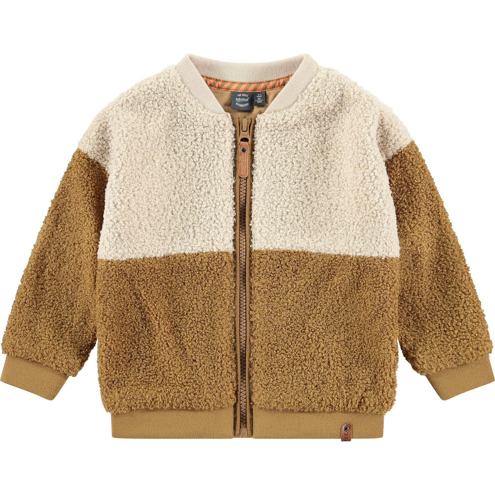 Colorblock Fuzzy Zip Cardigan