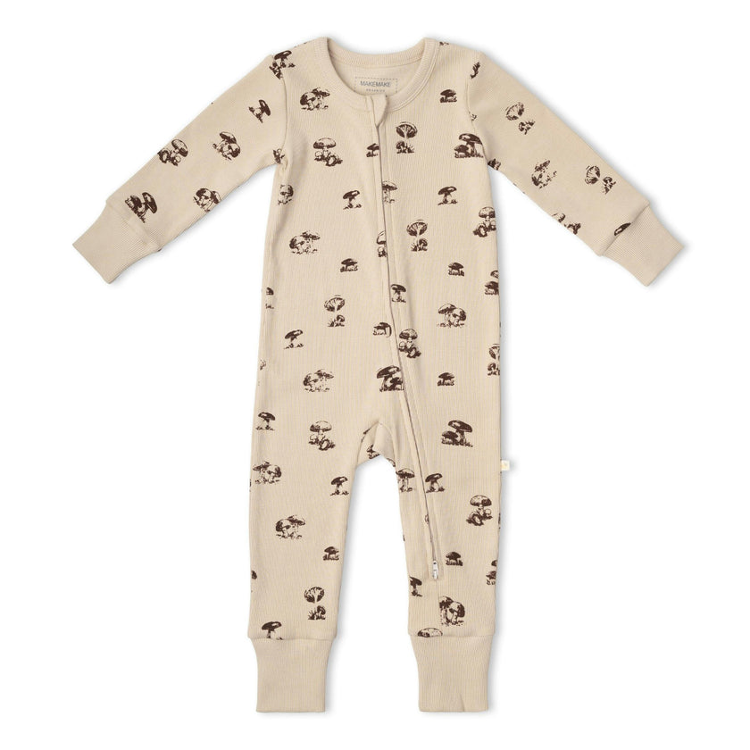 Organic 2-Way Zip Romper - Mushroom