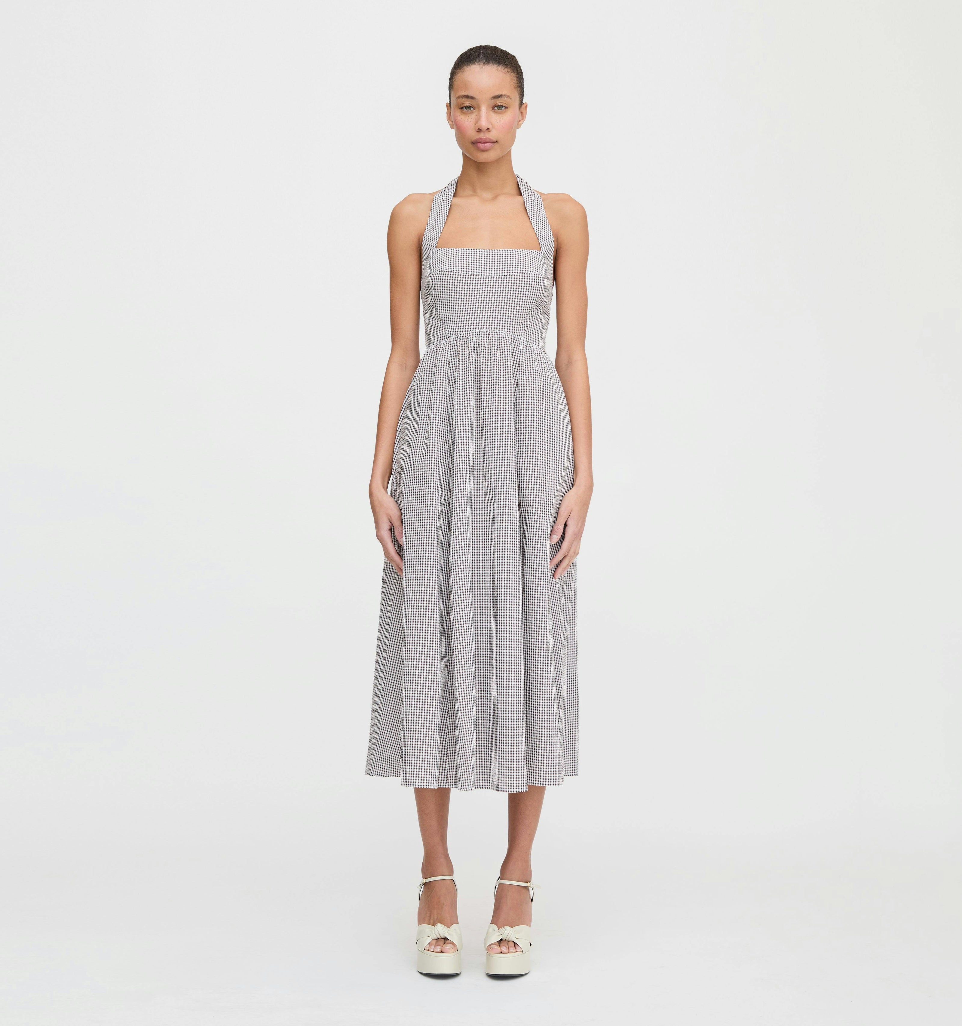 The Fleur Midi Dress - Chocolate Gingham