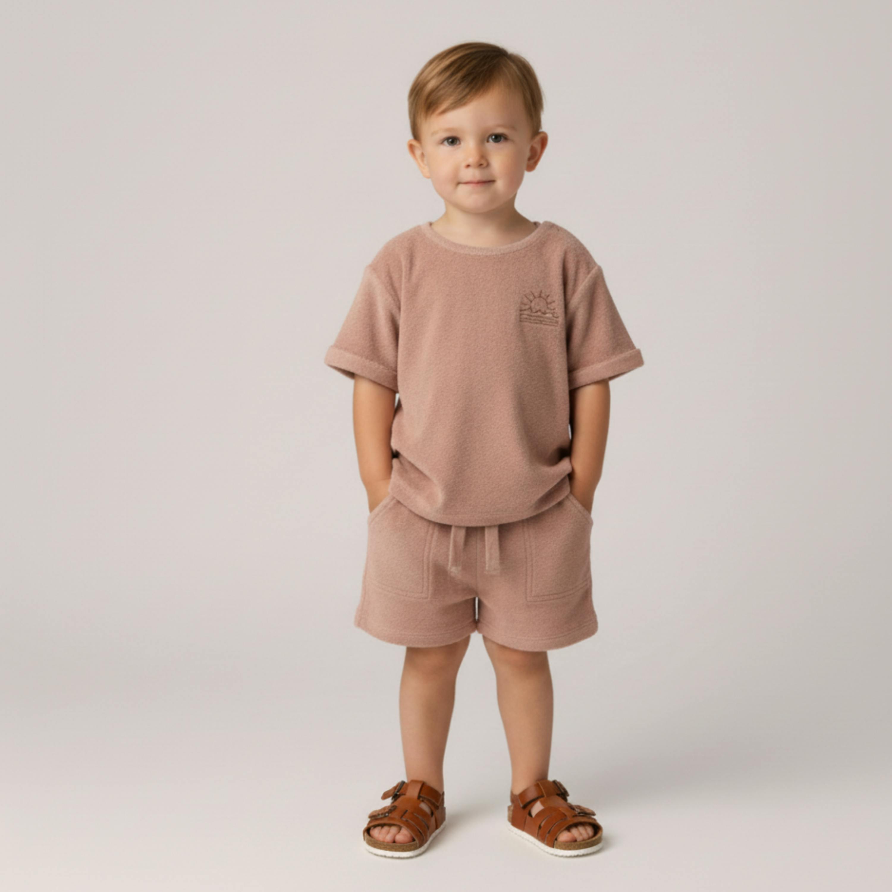 Organic Terry Tee & Shorts Set - Clay