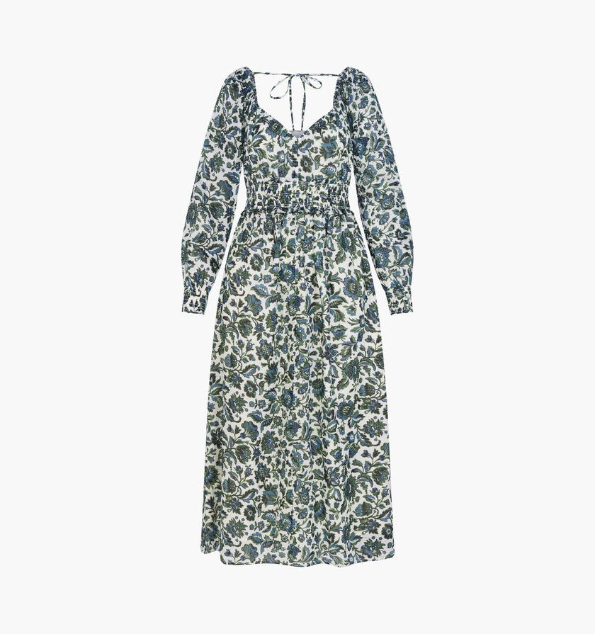 The Eugenia Nap Dress -  Jacobean Bloom Blue/Green