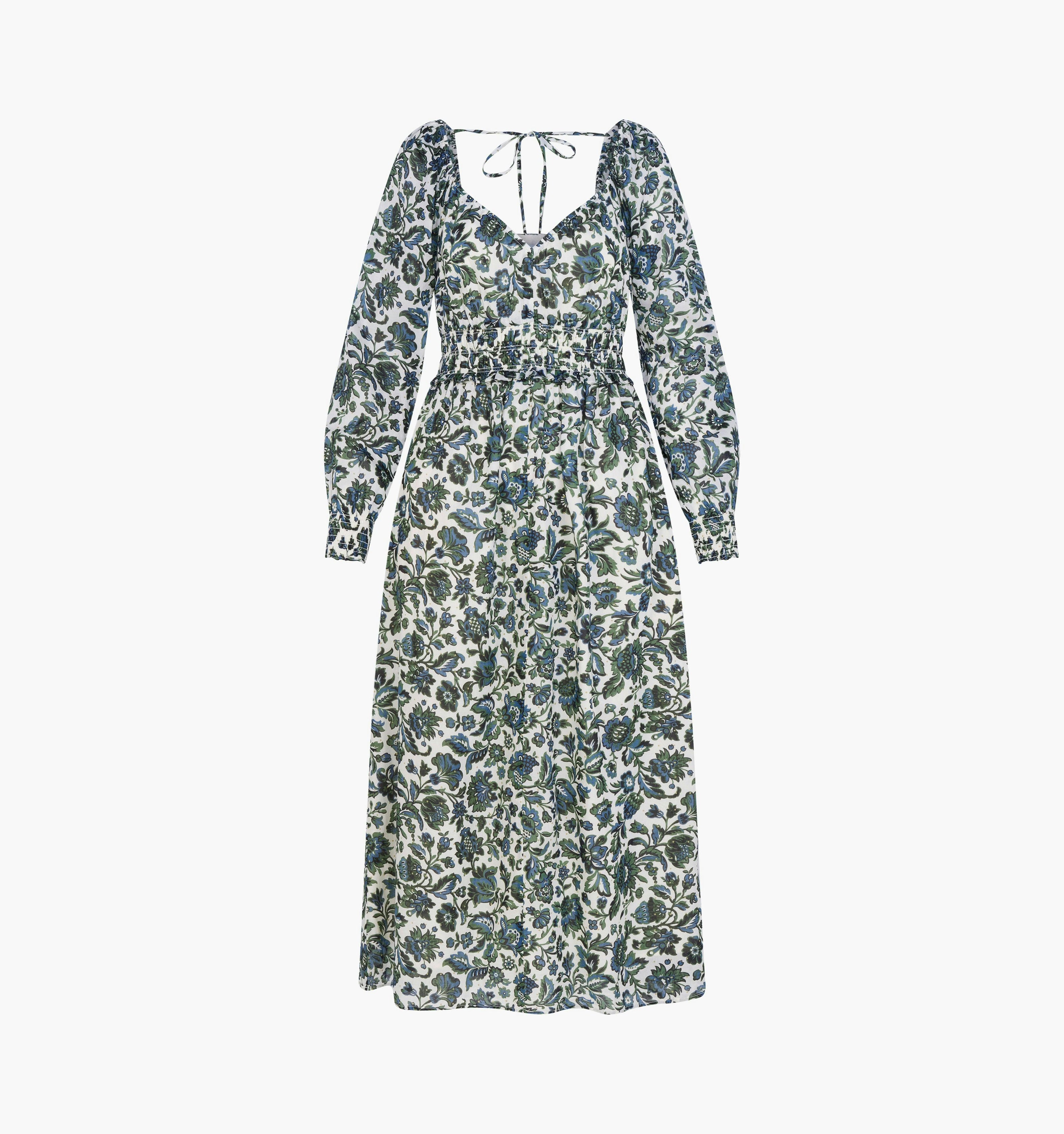 The Eugenia Nap Dress -  Jacobean Bloom Blue/Green