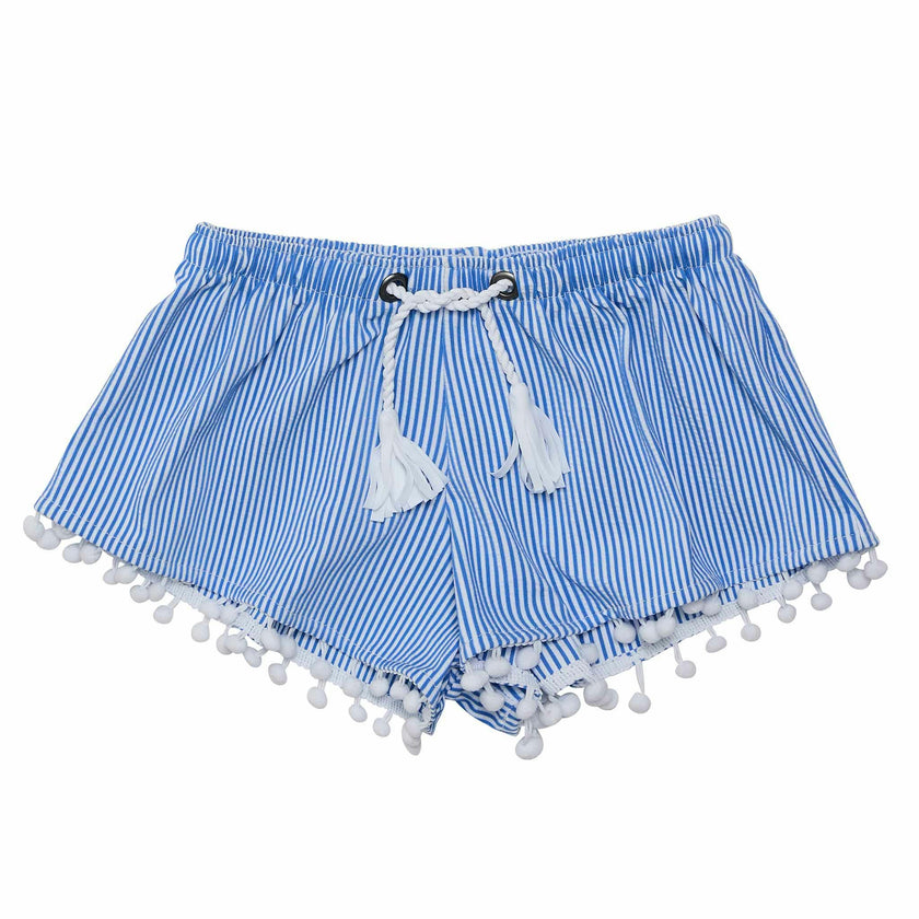 UPF50+ Pompom Lace Trim Drawstring Swim Shorts