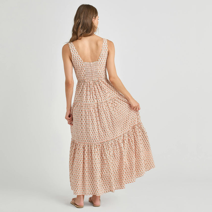 Womens Marilyn Tank Dress - Pink Prairie Block Print