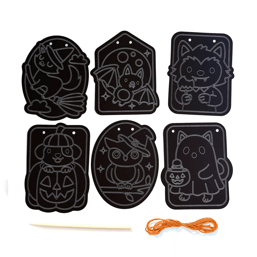 Scratch & Scribble Mini Window Banner Kit - Boo Buddies - 6 Cards