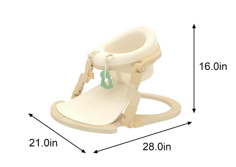 Oakling Foldable Wooden Baby Activity Seat | Plush Sit-Up Play Seat for 10 to 18 Months