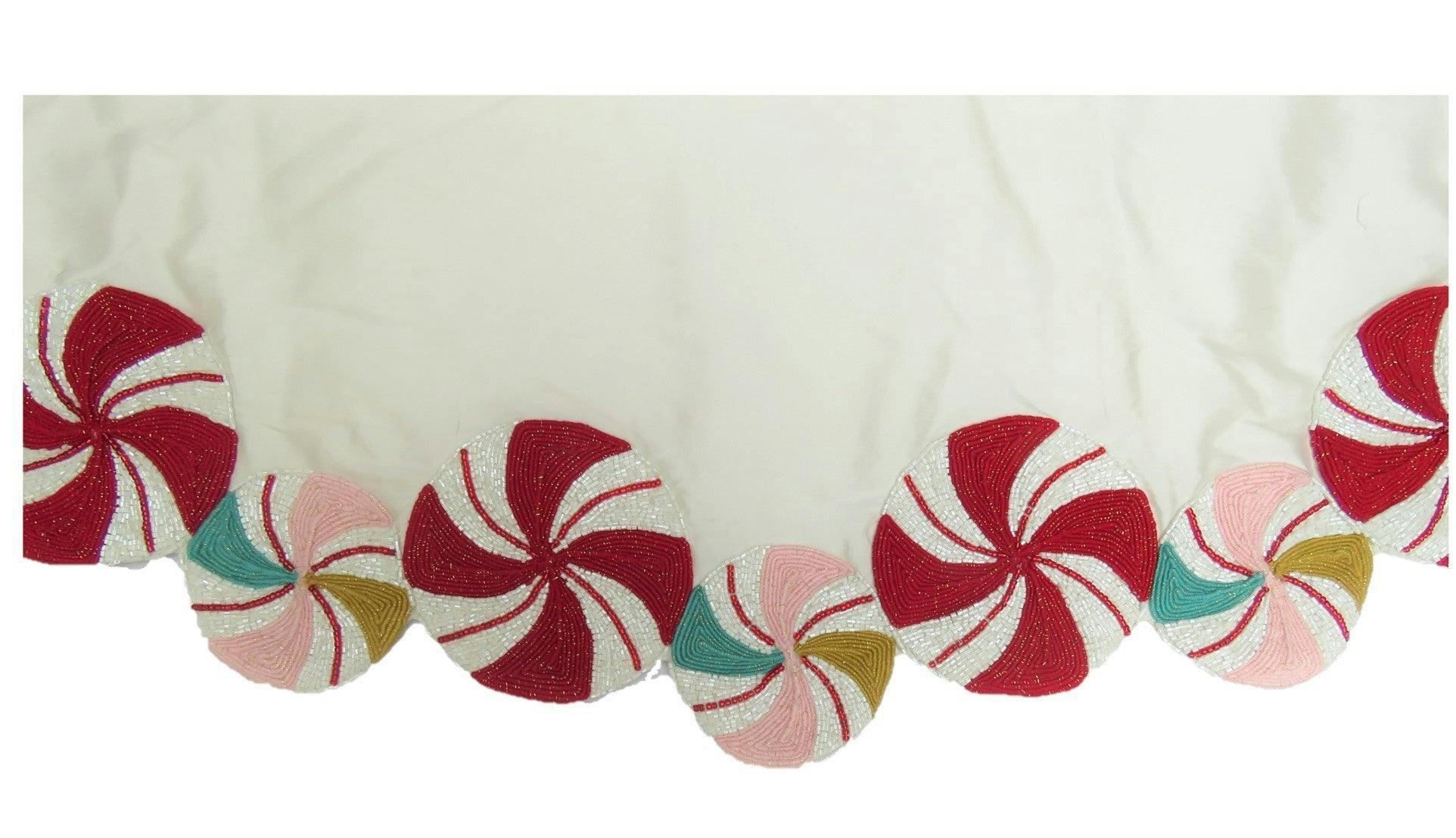 LIMITED EDITION Candy Swirl Hand Beaded Christmas Tree Skirt