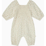 Floral Muslin Smocked Jumpsuit, Cream