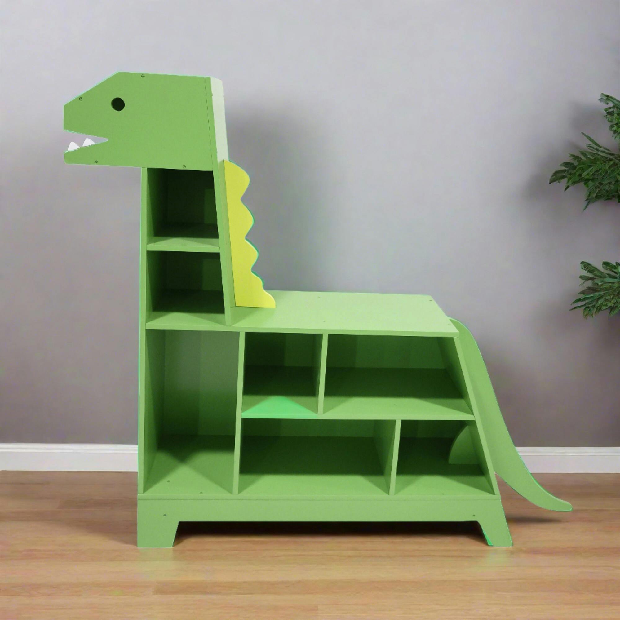 Dinosaur Shaped Bookcase / Toy Organizer With Assorted Cubbies