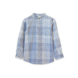 James Mandarin Collar Long Sleeve Check Shirt