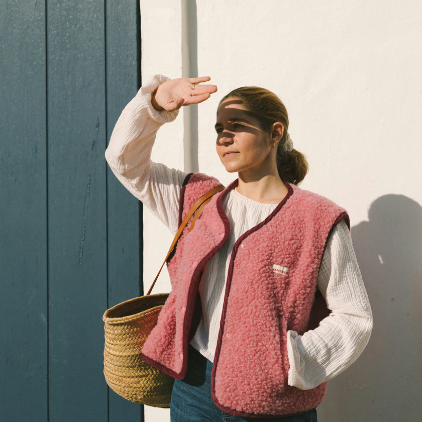 adult merino wool vest - dusty pink