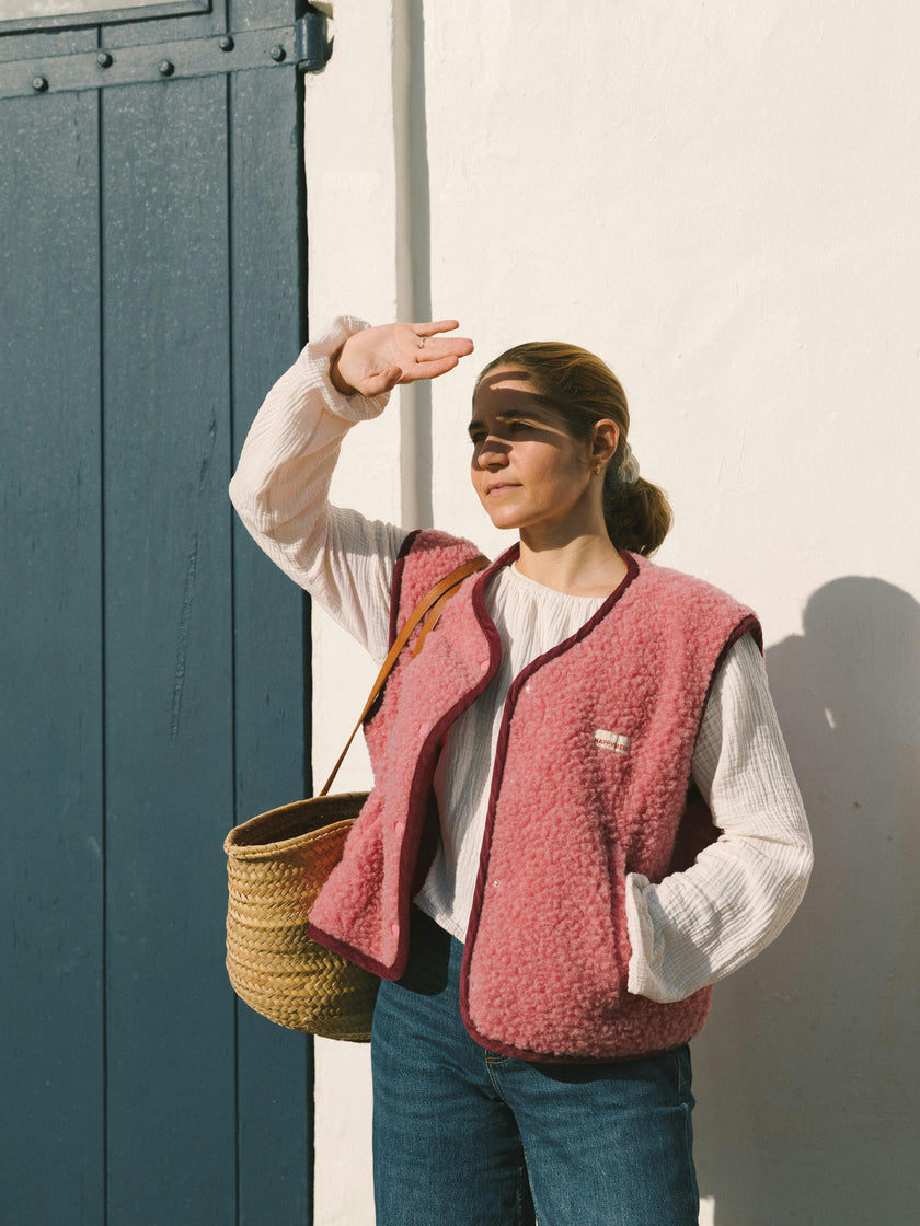 adult merino wool vest - dusty pink