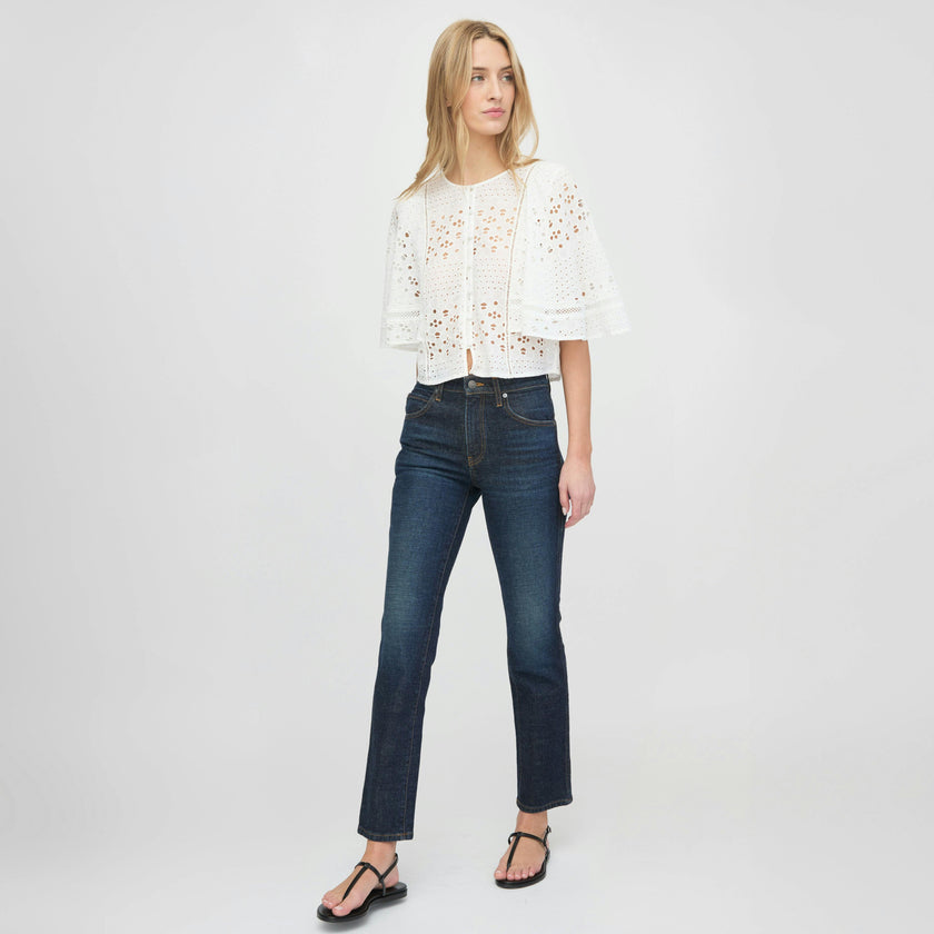 The Meadow Top - White Floral Broderie