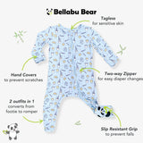 Milk & Cookies Blue Bamboo Convertible Footie