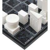 Chess Set Acrylic NEW YORK with Wood Map Board