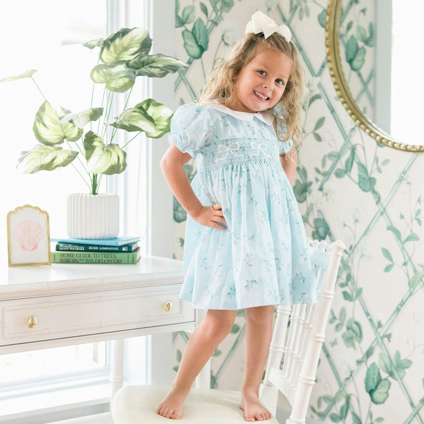 Collared Hydrangea Smocked Dress