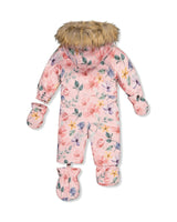 Baby One Piece Snowsuit Adapted For Car Seats Pink Floral Print