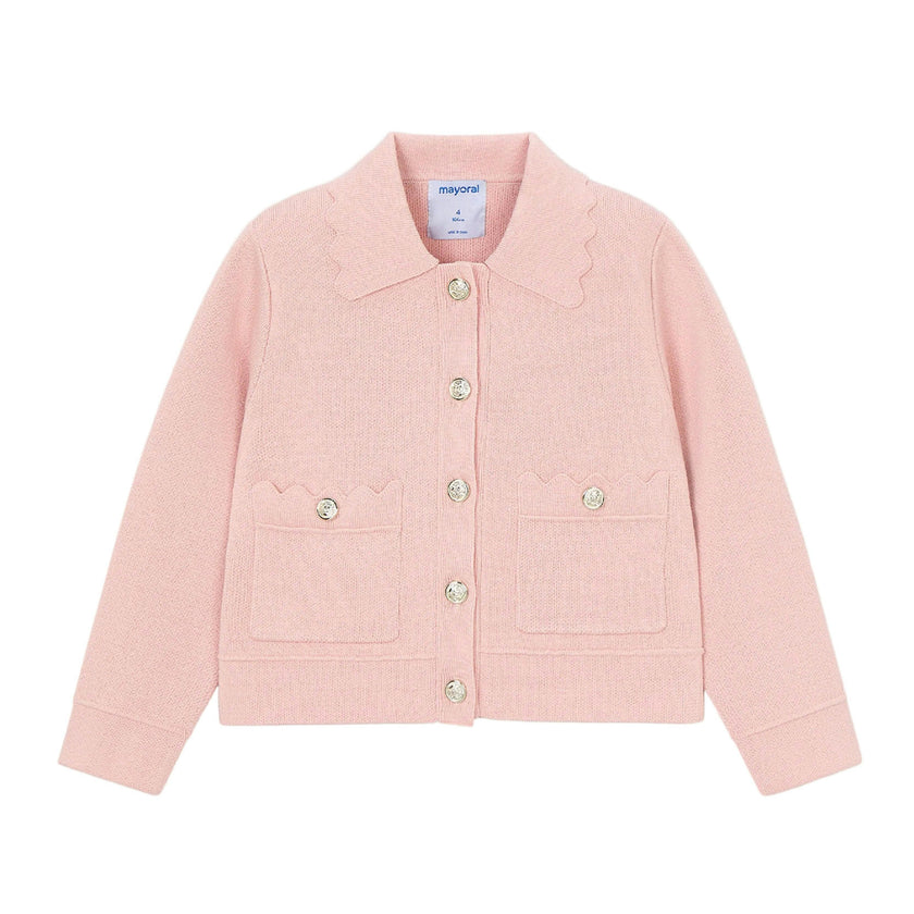 Pink Jacket With Scalloped Detail
