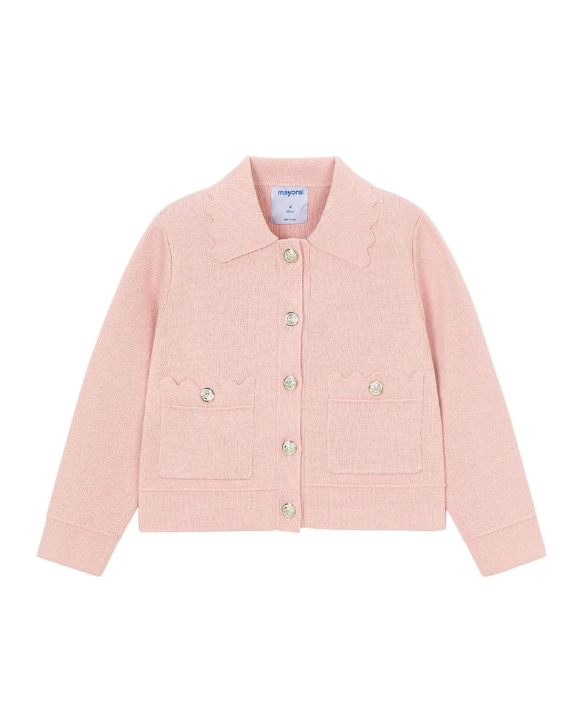 Pink Jacket With Scalloped Detail