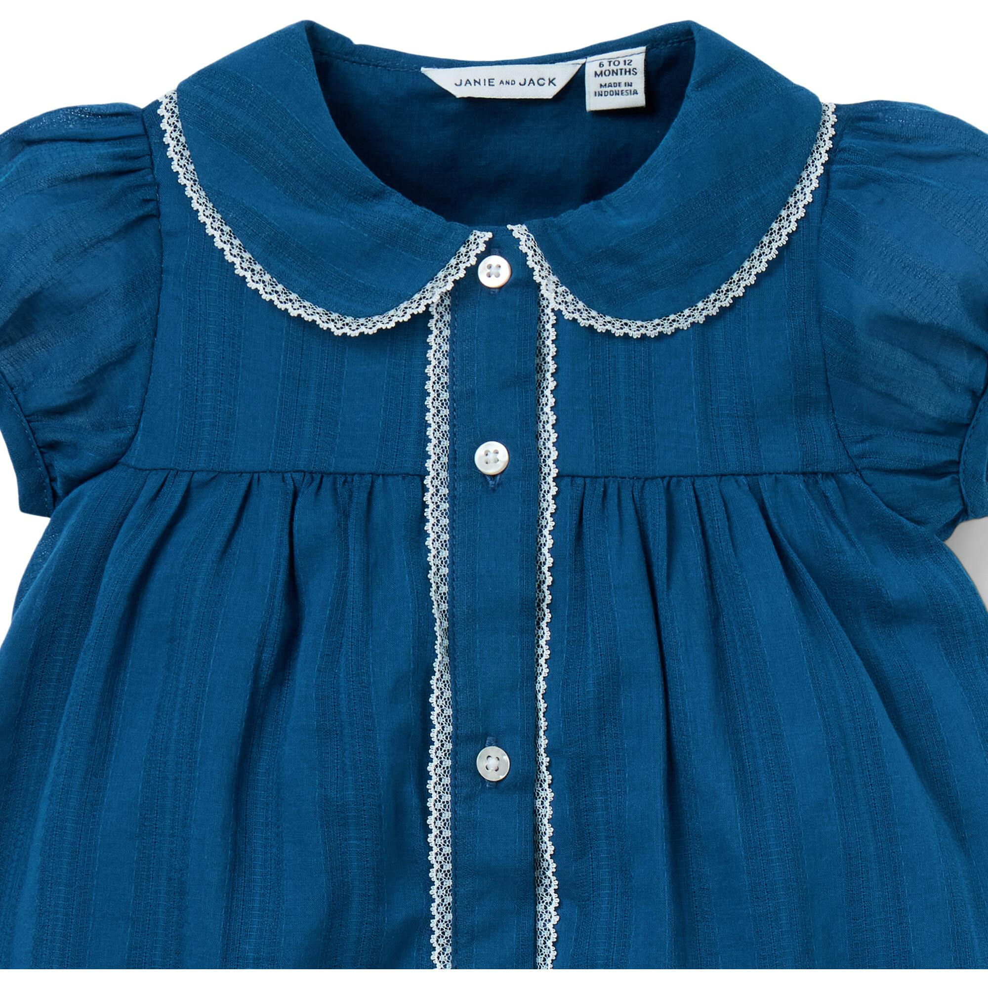 Baby Textured Stripe Collar Dress