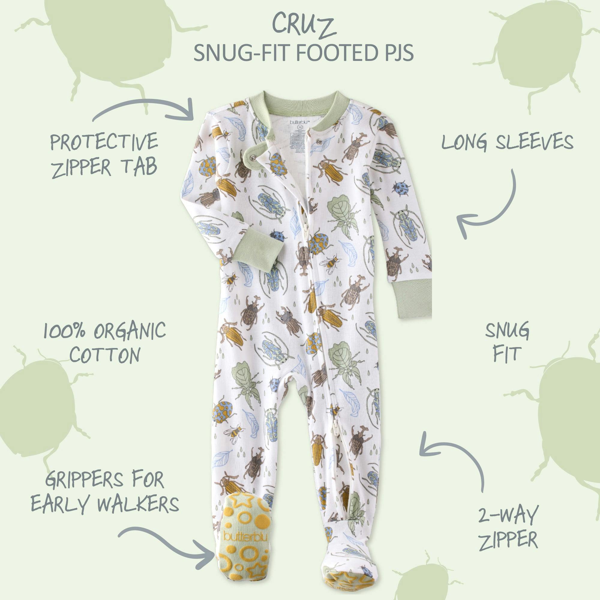CRUZ Snug-fit Footed Baby Boys Pajamas