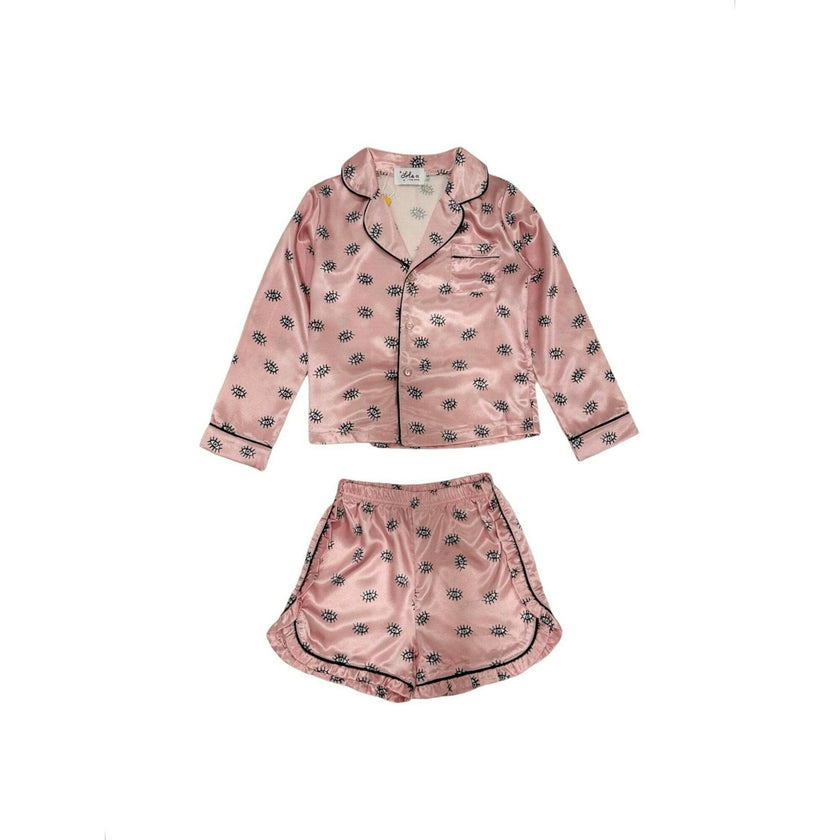 Evil Eye Silk Long Sleeve Shirt & Short Set