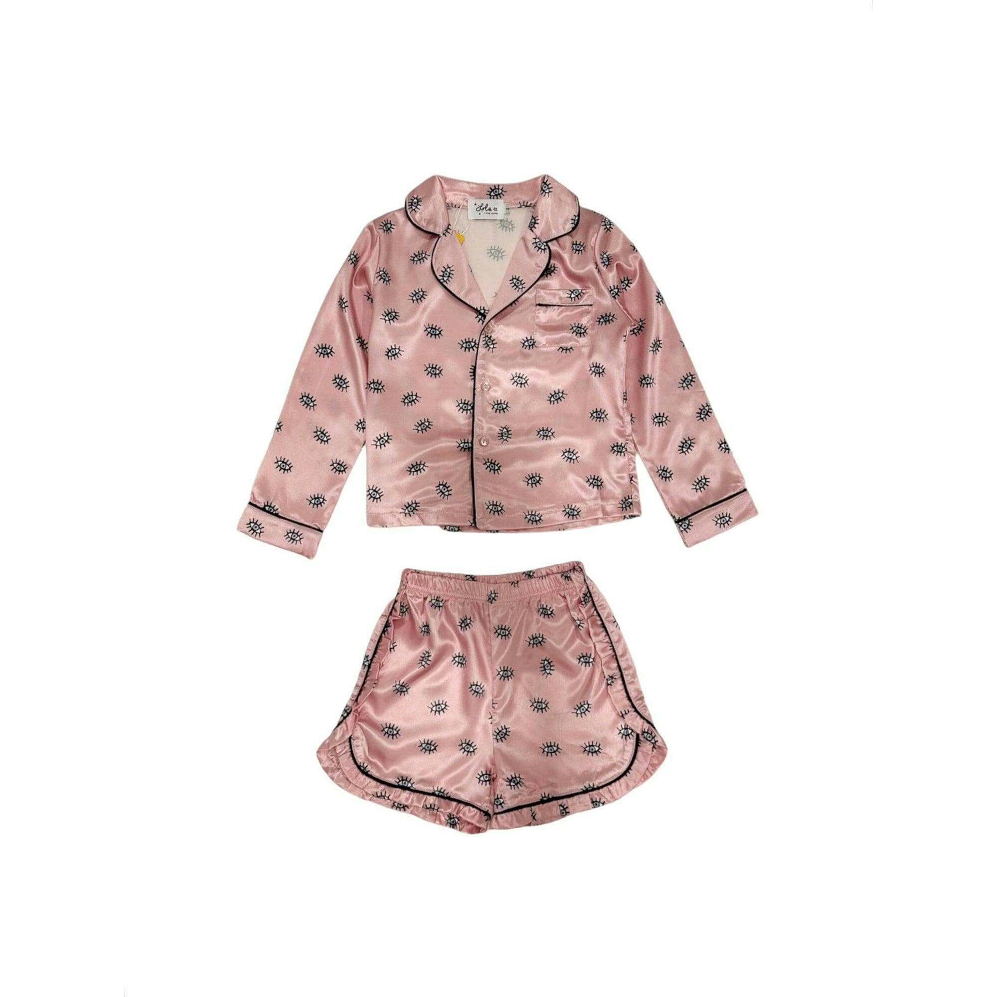 Evil Eye Silk Long Sleeve Shirt & Short Set