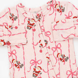 Bows & Santa - 2 Way Ruffle Back Zipper Footie