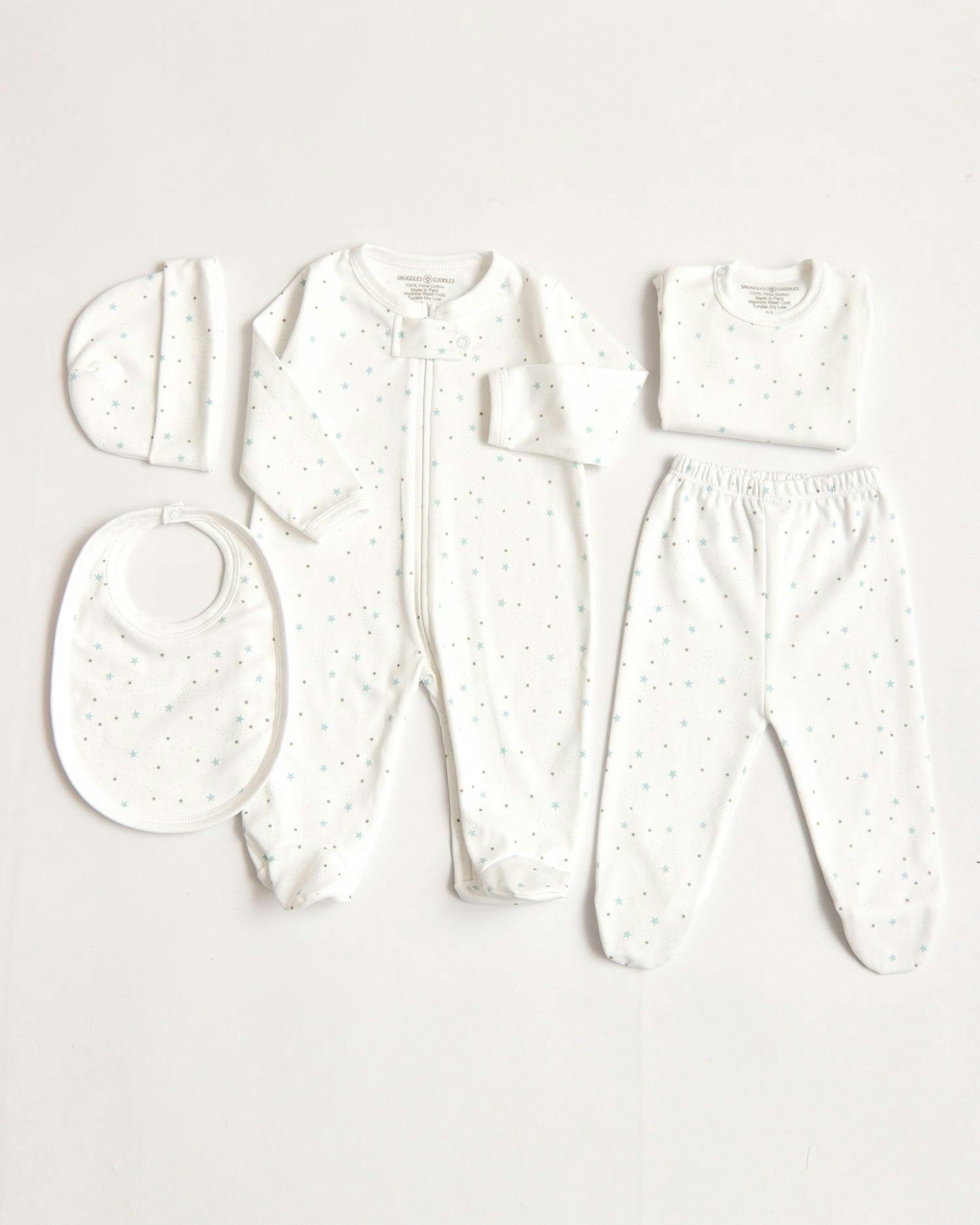 Pima Cotton 5 -Piece Layette Set | Hypoallergenic Baby Gift Set