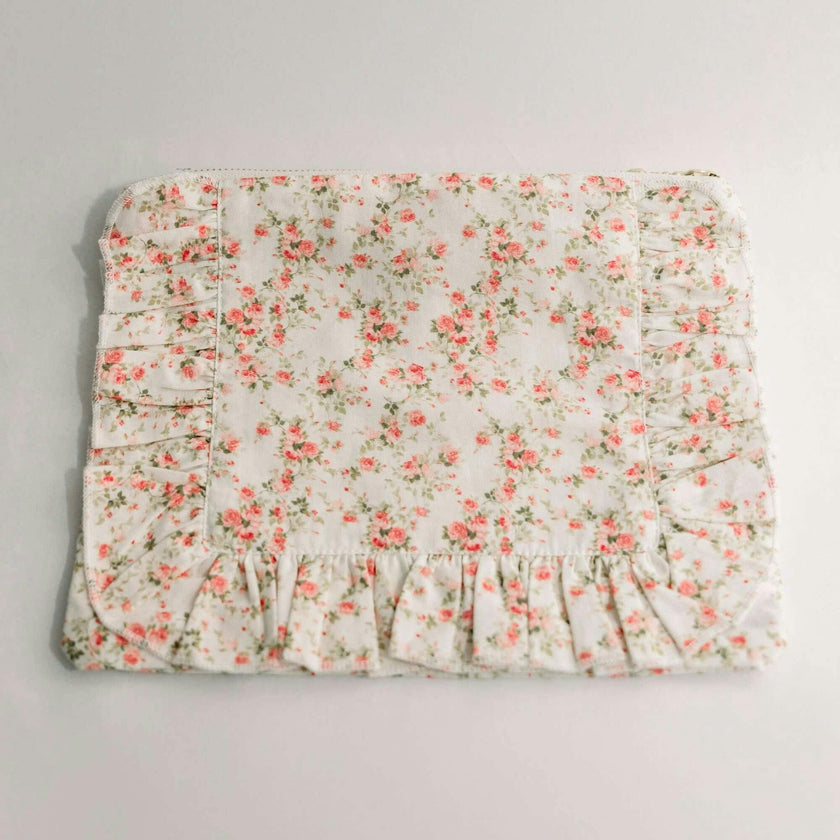 Briar Rose Timeless Floral Ruffle Zipper Pouch