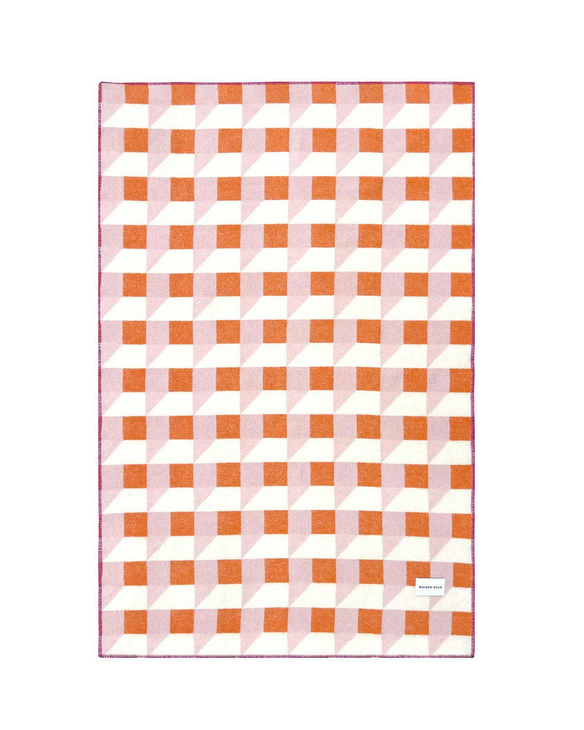 Blanket CUBICS Pink / Carrot Print 4.25 x 6.5ft