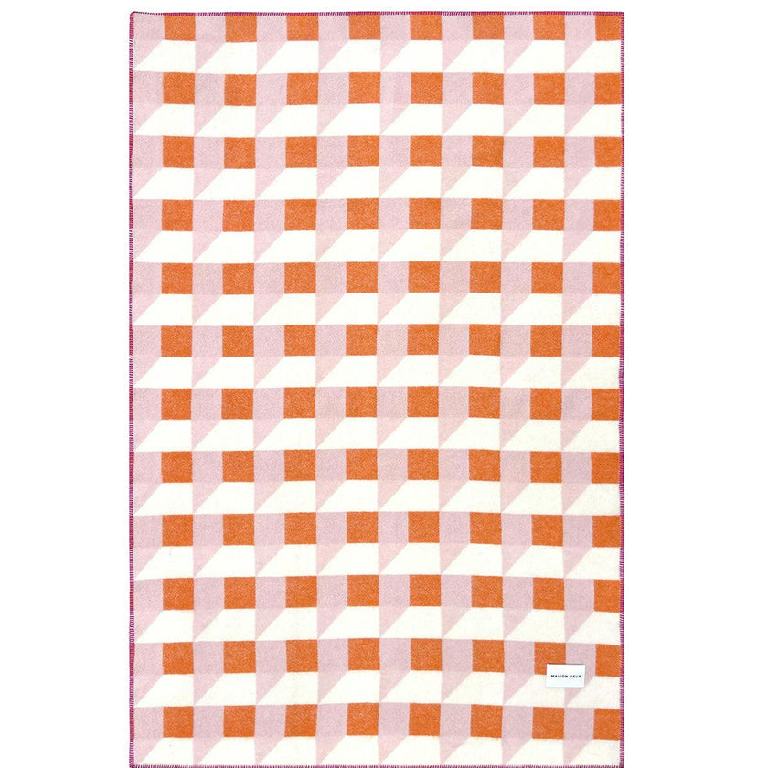 Blanket CUBICS Pink / Carrot Print 4.25 x 6.5ft