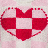 Girls Sweater & Flare Legging Set | Checkered Heart - Pink